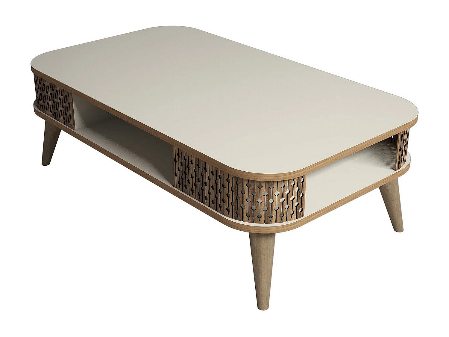 Couchtisch aus Holz "Eylül" - 105 x 60 x 34 cm - Creme