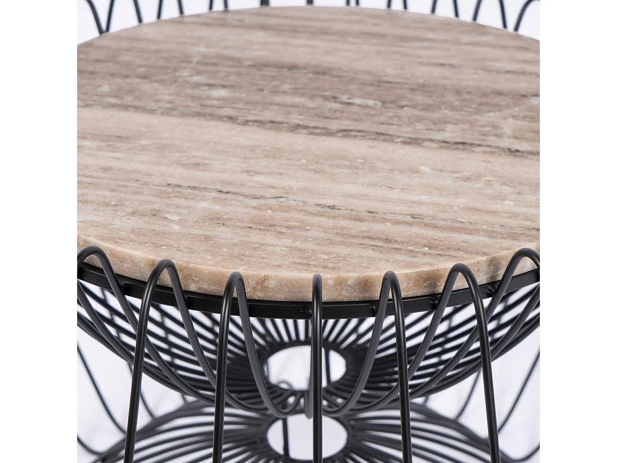 Table basse fait main en marbre ESE 60x60 marron et noir