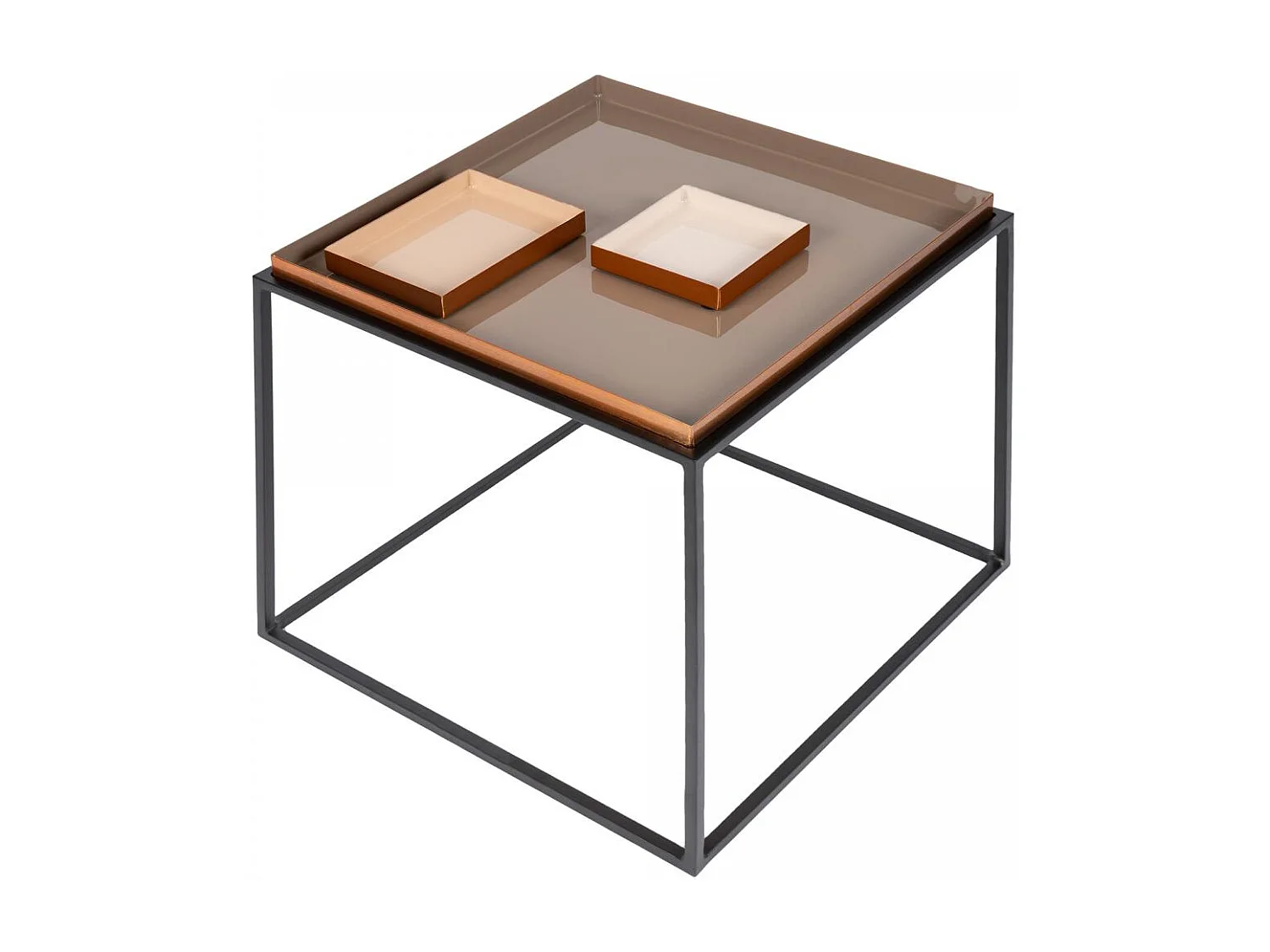 Table basse fait main en fer EGE 40x40 crème de café