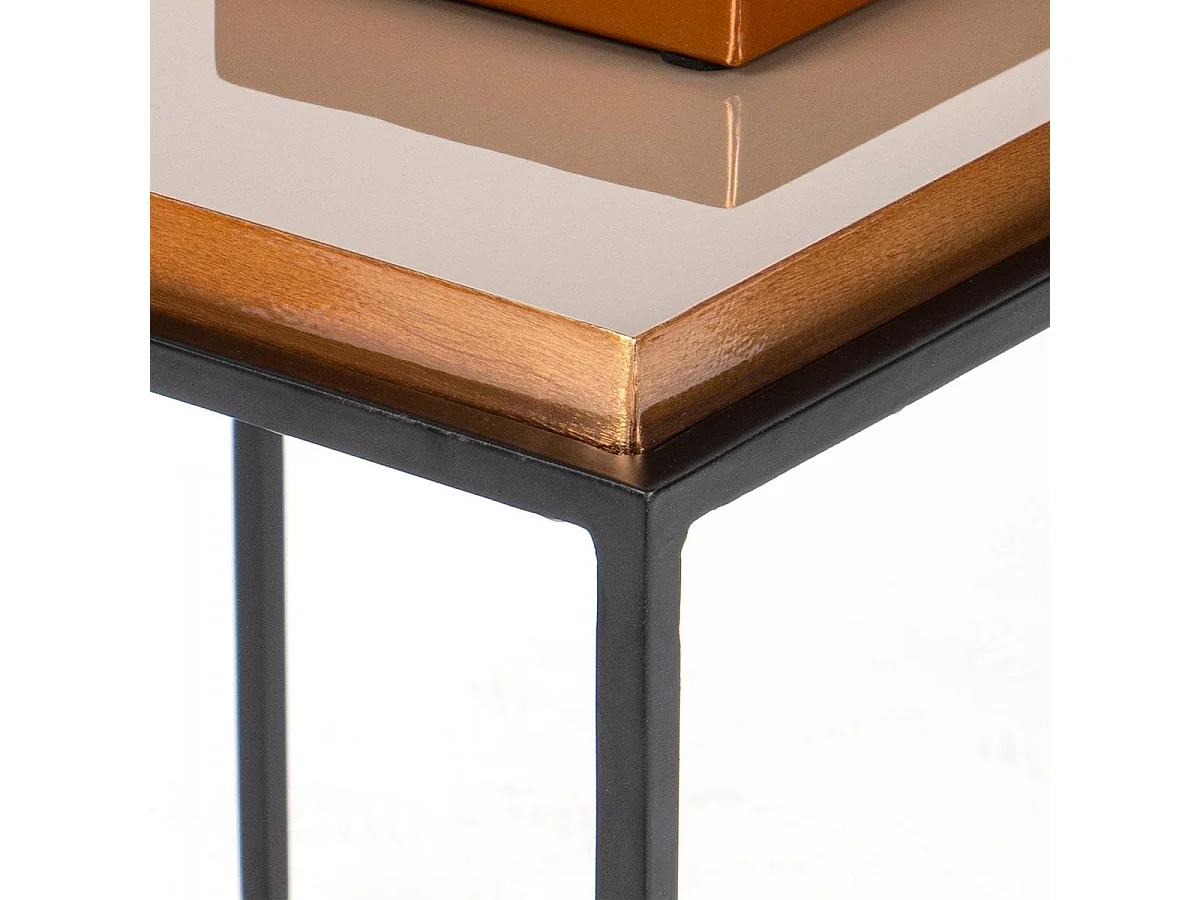 Table basse fait main en fer EGE 40x40 crème de café