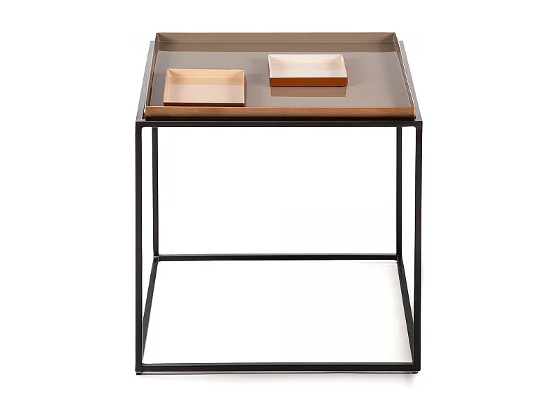 Table basse fait main en fer EGE 40x40 crème de café