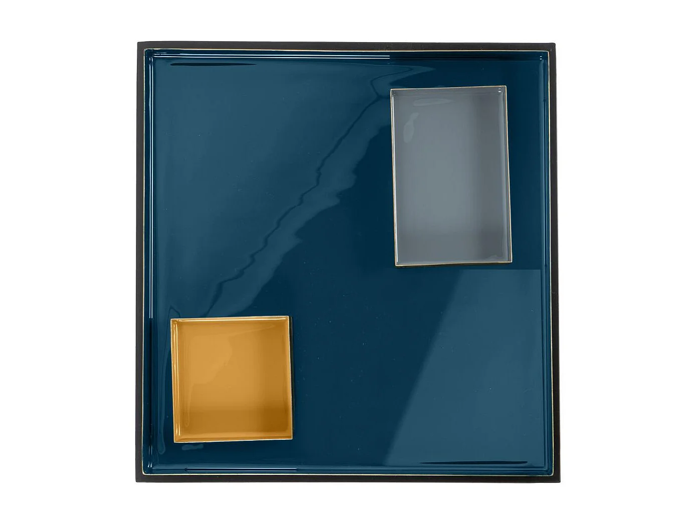 Table basse fait main en fer motif contemporain ECE 40x40 bleu et gris