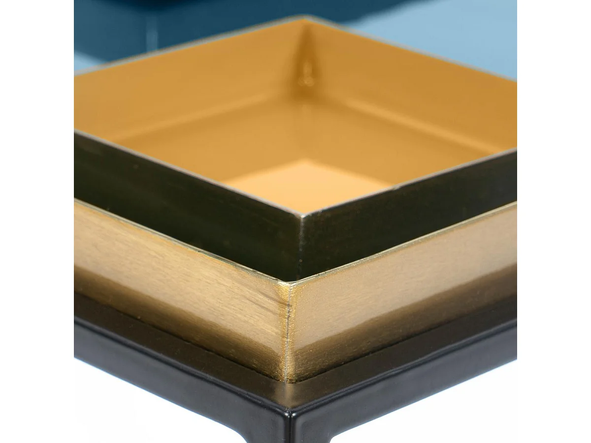 Table basse fait main en fer motif contemporain ECE 40x40 bleu et gris