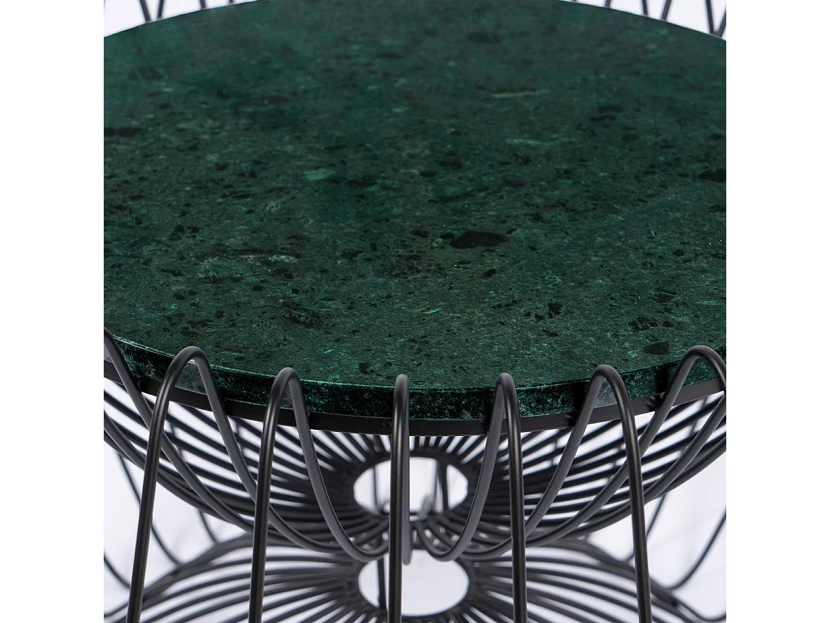 Table basse fait main en marbre ESE 60x60 vert et noir