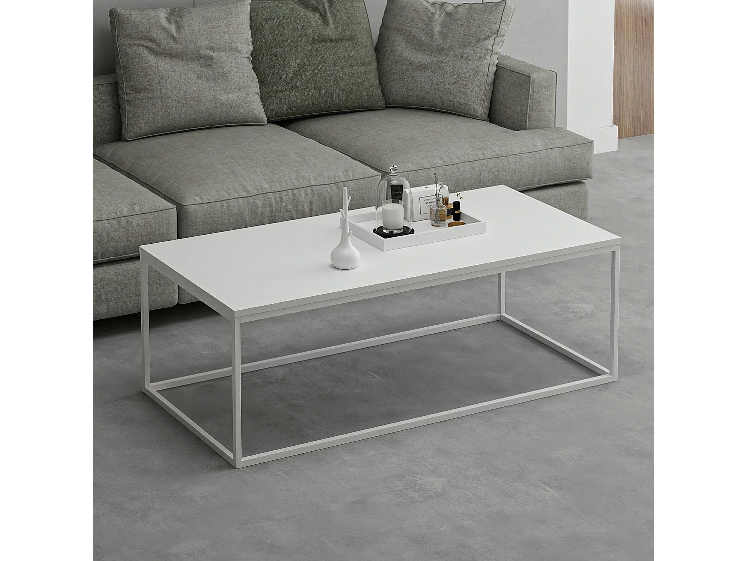 Table basse en bois "Tiger" - 120 x 60 x 42 cm - Blanc