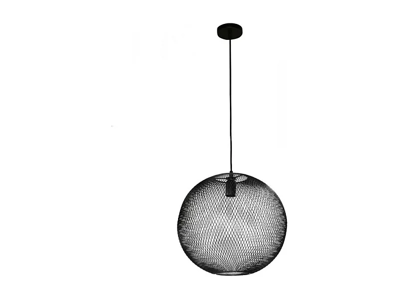 Suspension Protocole Home (Ø 40 cm) en métal ajouré noir mat, hauteur réglable 118 cm, douille E27.