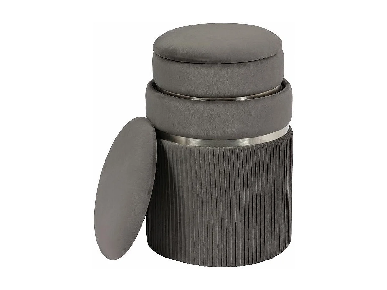 Tabouret semi artisanal LOT DE 2 ZAJI 31x31 gris clair et gris foncé