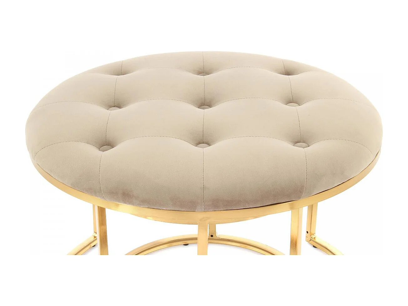 Tabouret semi artisanal LOT DE 2 ZADA 40/60x40/60x32/41 taupe et or