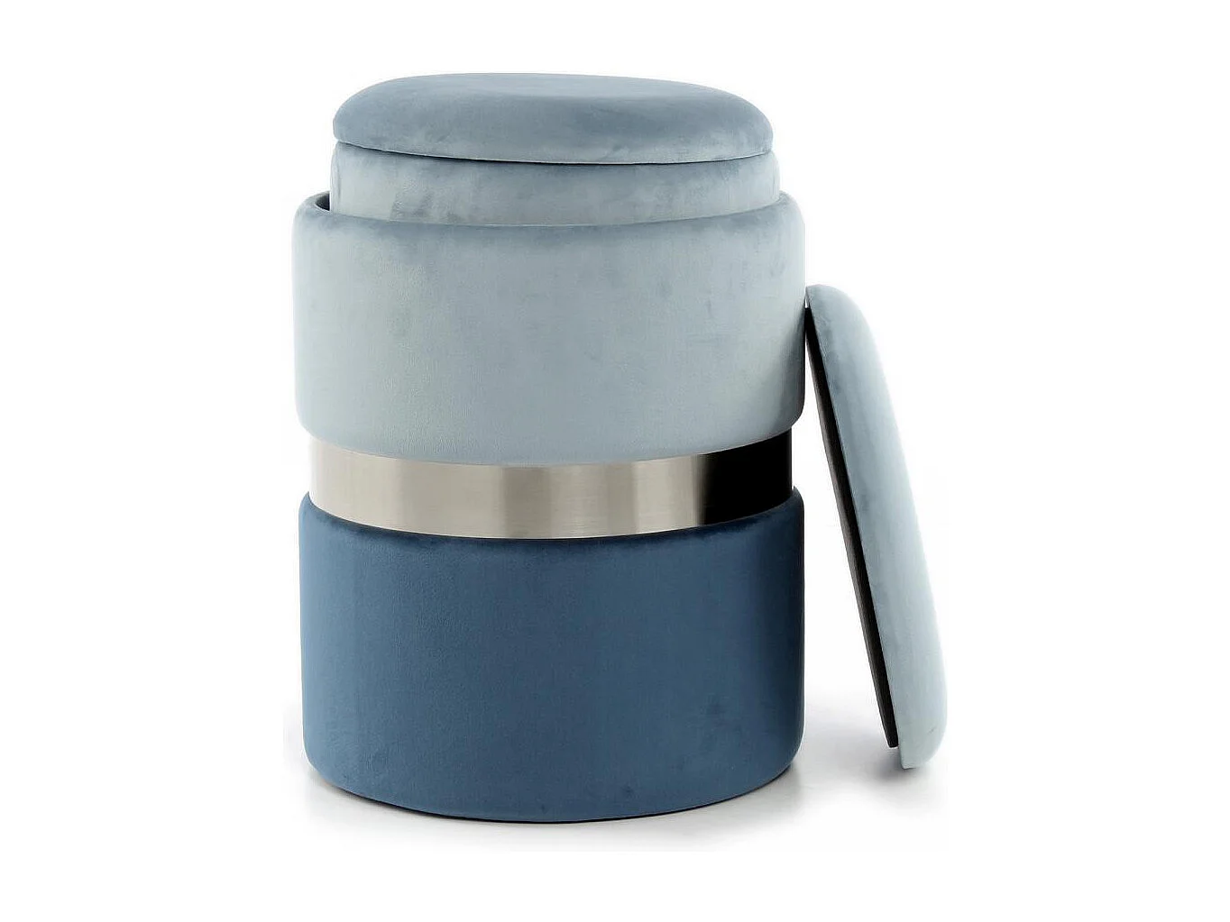 Tabouret semi artisanal LOT DE 2 ZATE 31x31 bleu clair et gris