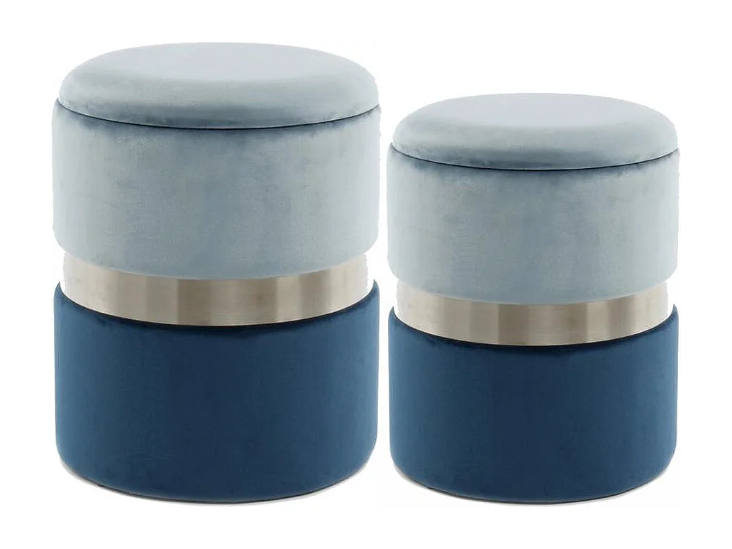Tabouret semi artisanal LOT DE 2 ZATE 31x31 bleu clair et gris
