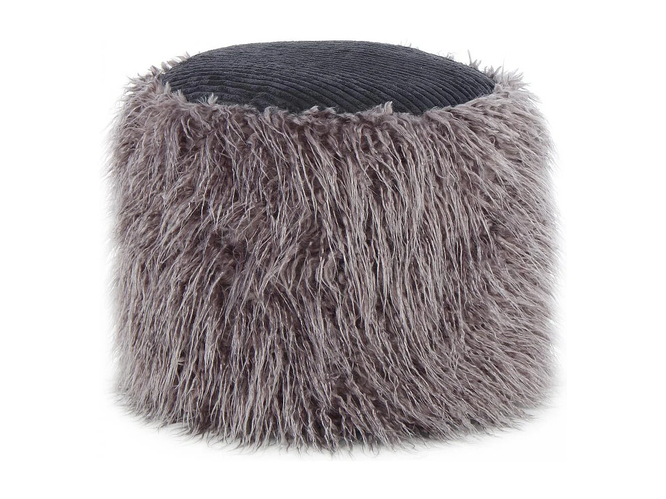 Tabouret semi artisanal en acrylique ZACA 45x45x38 gris foncé et noir