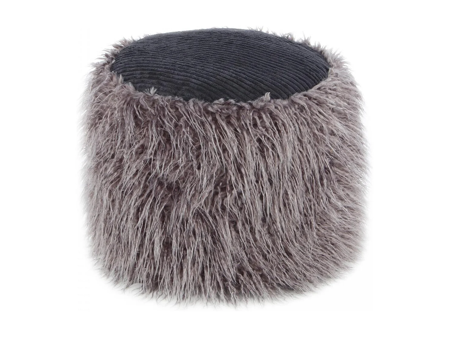 Tabouret semi artisanal en acrylique ZACA 45x45x38 gris foncé et noir