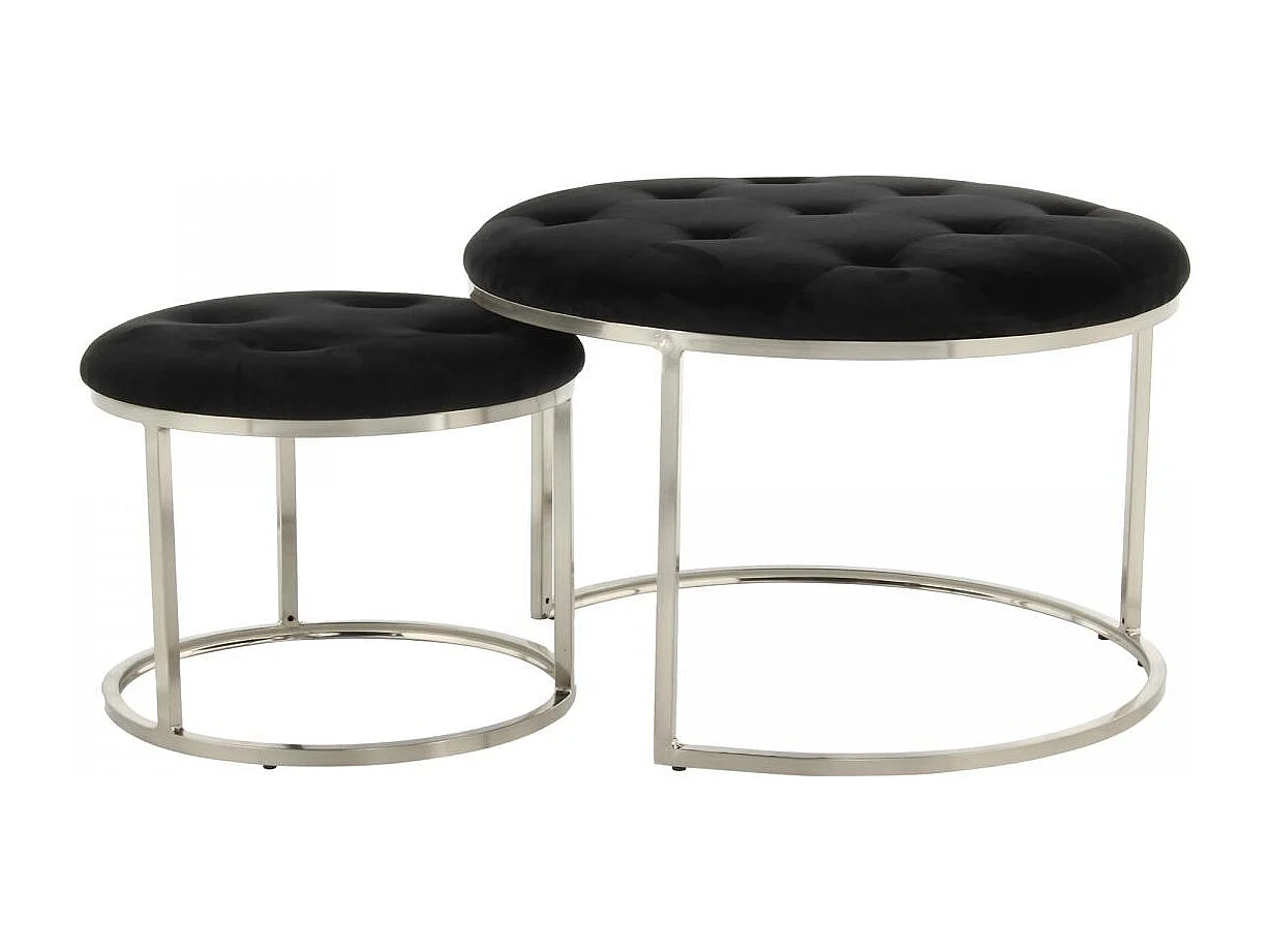 Tabouret semi artisanal LOT DE 2 ZADA 40/60x40/60x32/41 noir et gris