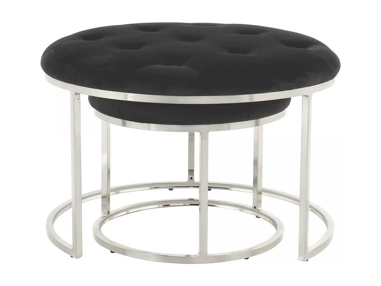 Tabouret semi artisanal LOT DE 2 ZADA 40/60x40/60x32/41 noir et gris