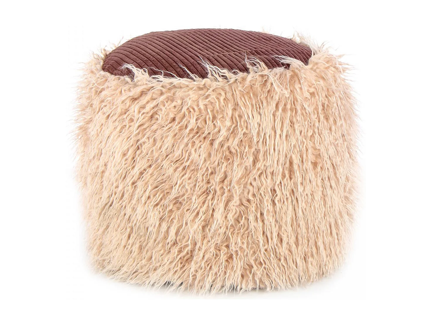 Tabouret semi artisanal en acrylique ZACA 45x45x38 beige et brun