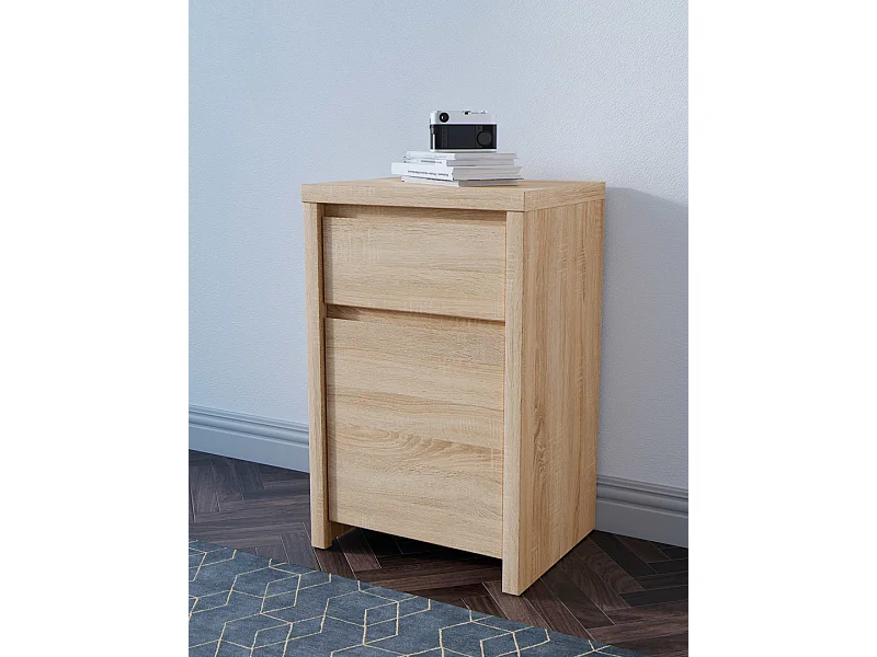 Commode meuble de rangement avec 1 porte et 1 tiroir, coloris chêne Sonoma - Longueur 49 x Profondeur 40,5 x Hauteur 77 cm