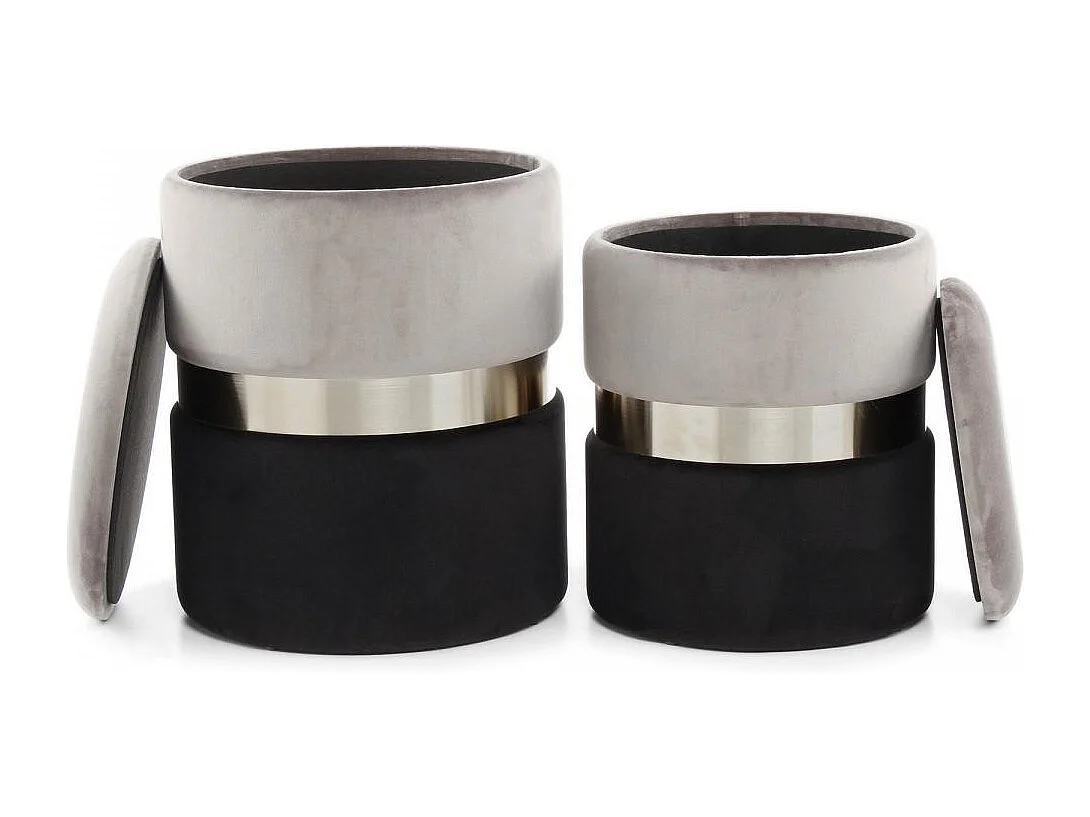 Tabouret semi artisanal LOT DE 2 ZATE 31x31 gris clair et gris foncé