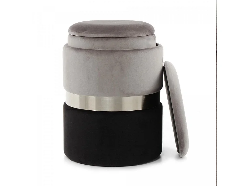 Tabouret semi artisanal LOT DE 2 ZATE 31x31 gris clair et gris foncé