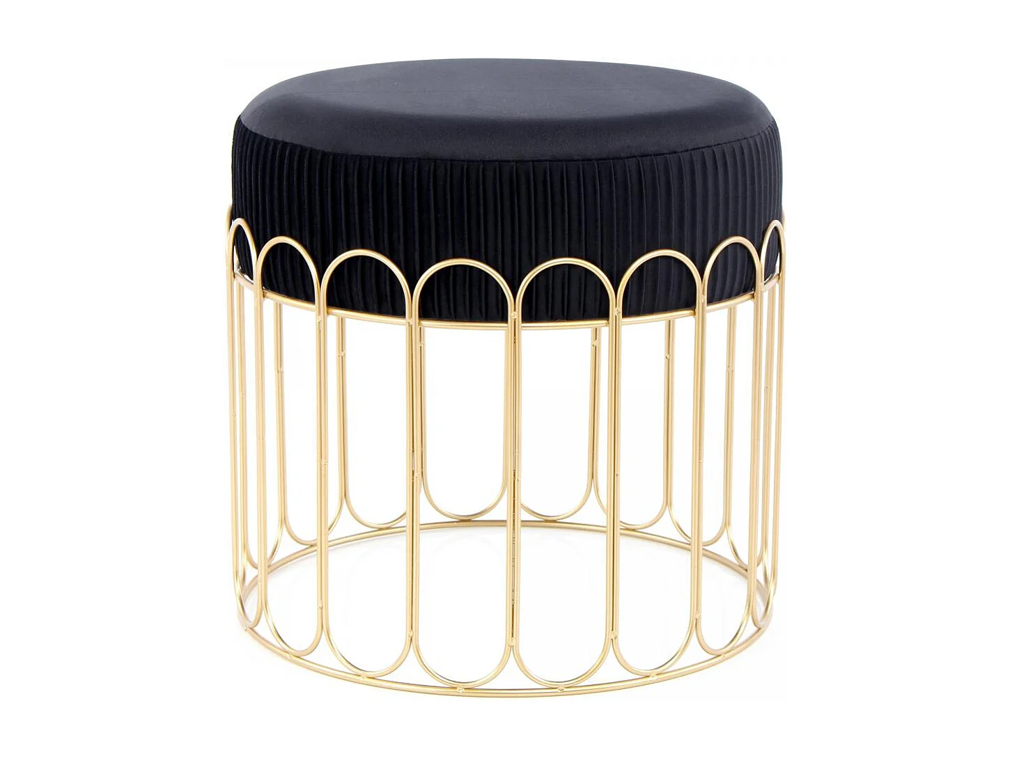 Tabouret semi artisanal ZAGA 40x40x39 or et noir