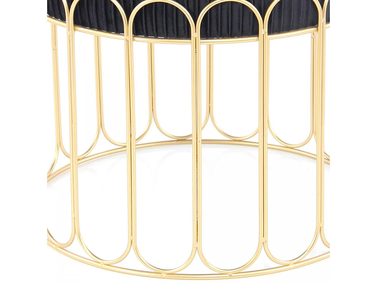 Tabouret semi artisanal ZAGA 40x40x39 or et noir