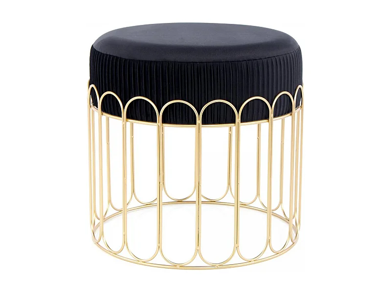 Tabouret semi artisanal ZAGA 40x40x39 or et noir