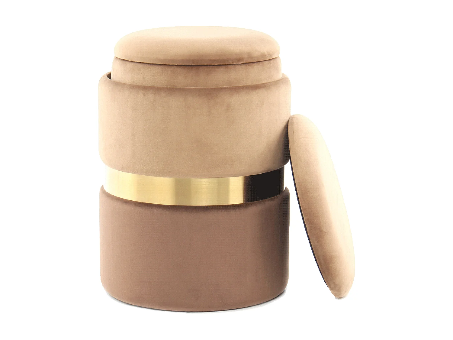 Tabouret semi artisanal LOT DE 2 ZATE 31x31 brun clair et or