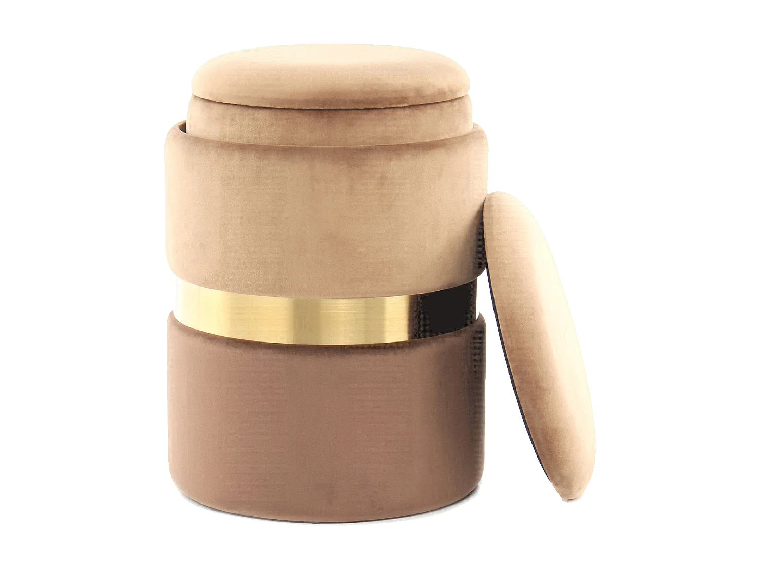 Tabouret semi artisanal LOT DE 2 ZATE 31x31 brun clair et or