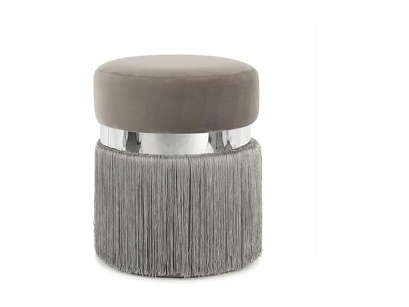 Tabouret semi artisanal ZALE 38x38x45 gris clair et gris foncé