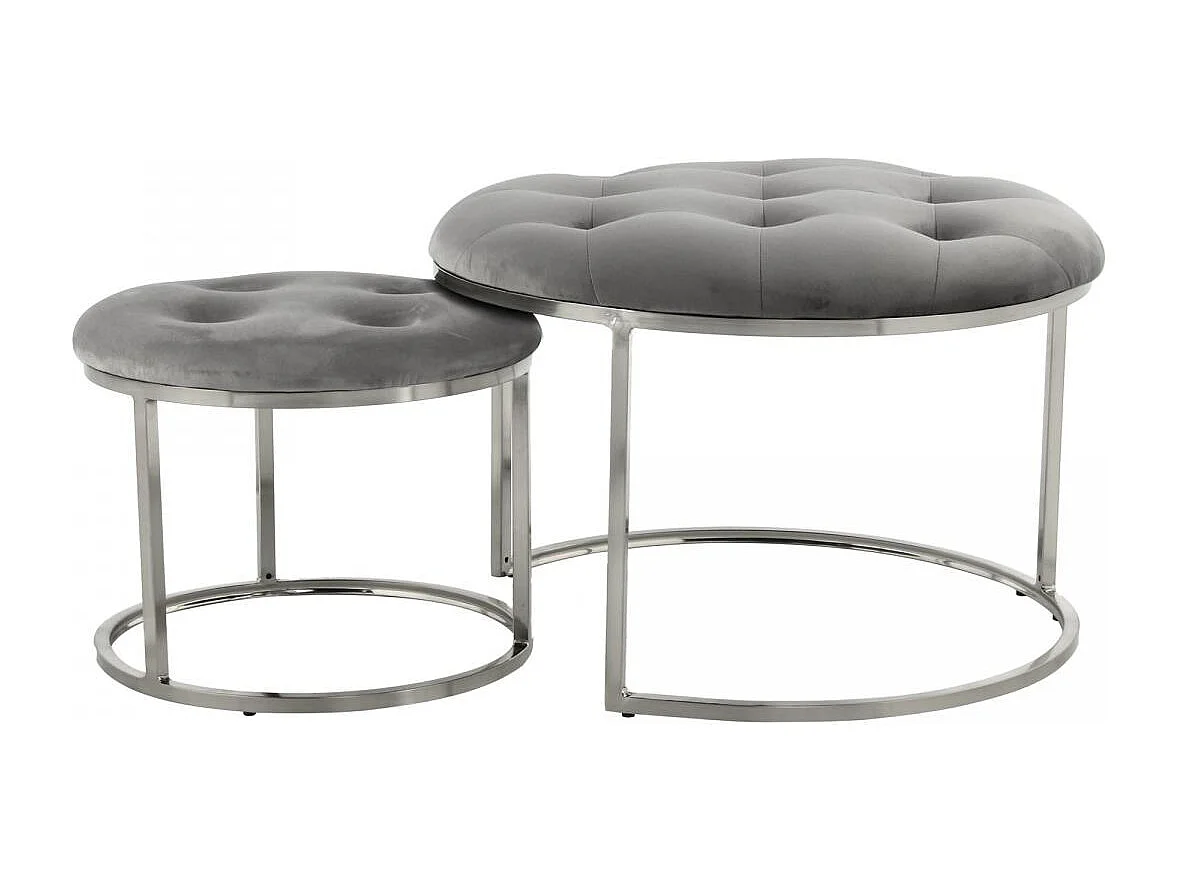 Tabouret semi artisanal LOT DE 2 ZADA 40x40 gris clair et gris foncé