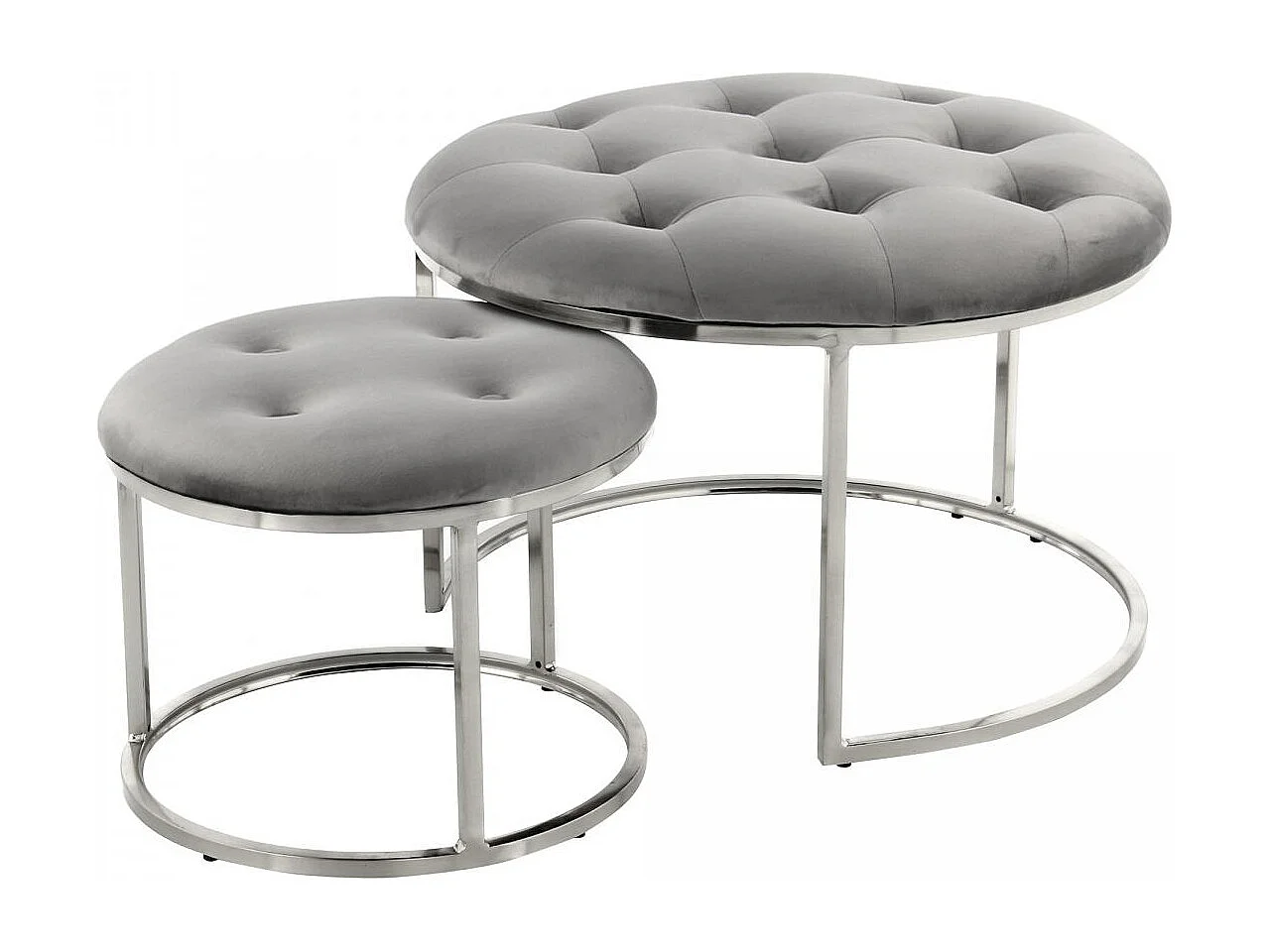 Tabouret semi artisanal LOT DE 2 ZADA 40x40 gris clair et gris foncé