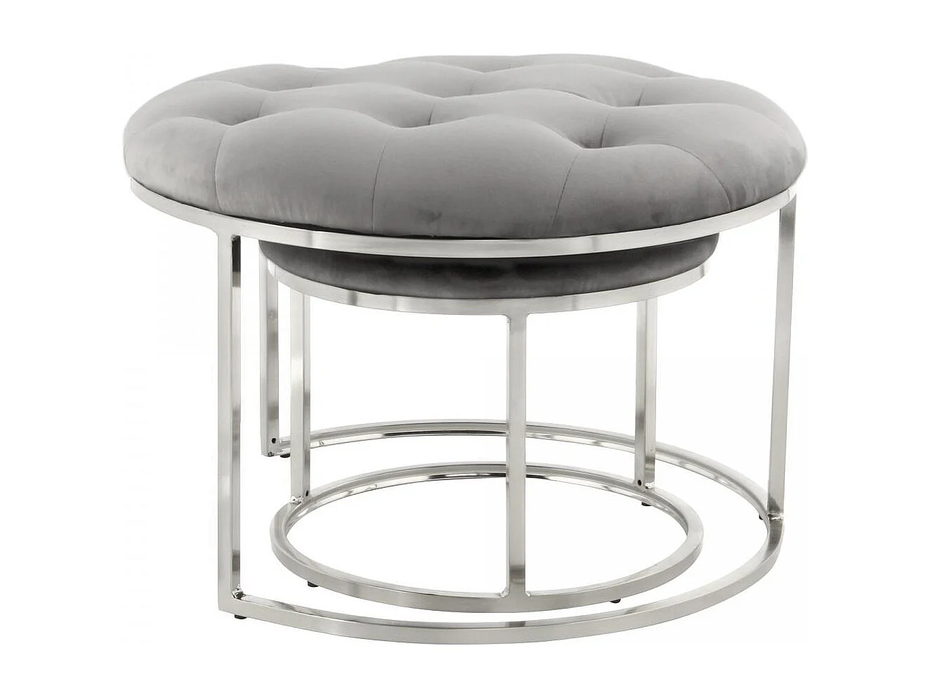 Tabouret semi artisanal LOT DE 2 ZADA 40x40 gris clair et gris foncé