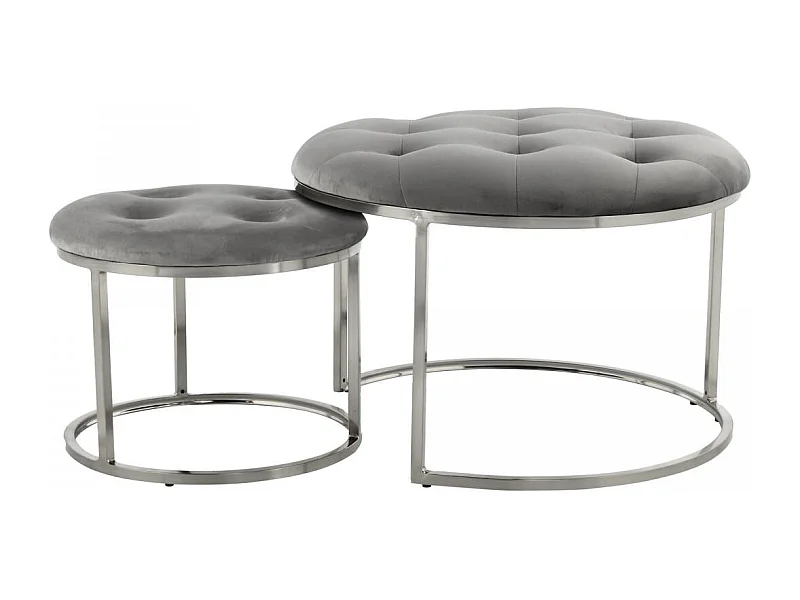 Tabouret semi artisanal LOT DE 2 ZADA 40x40 gris clair et gris foncé
