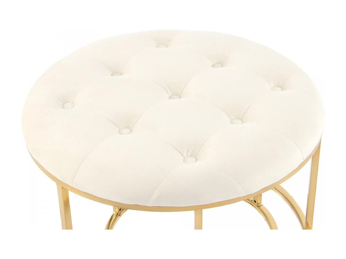 Tabouret semi artisanal LOT DE 2 ZADA 40/60x40/60x32/41 ivoire et or