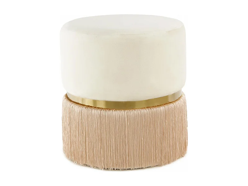 Tabouret semi artisanal ZAKE 41x41x44,5 ivoire et champagne