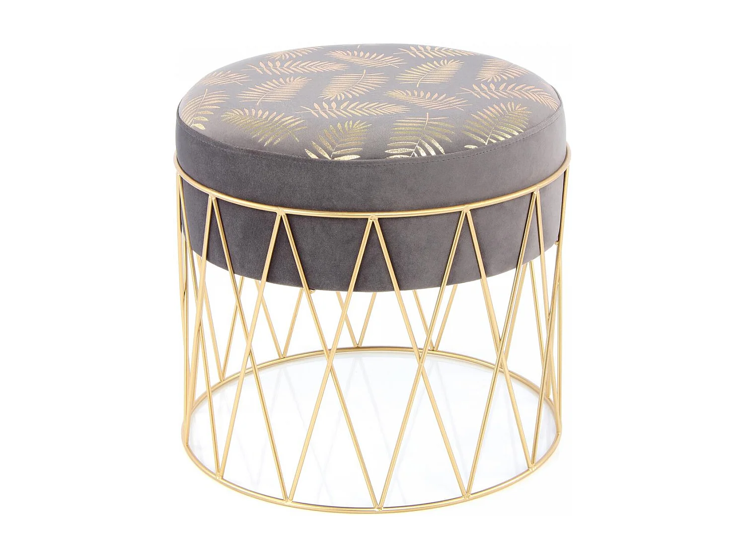 Tabouret semi artisanal ZAFA 40x40x37 gris et or