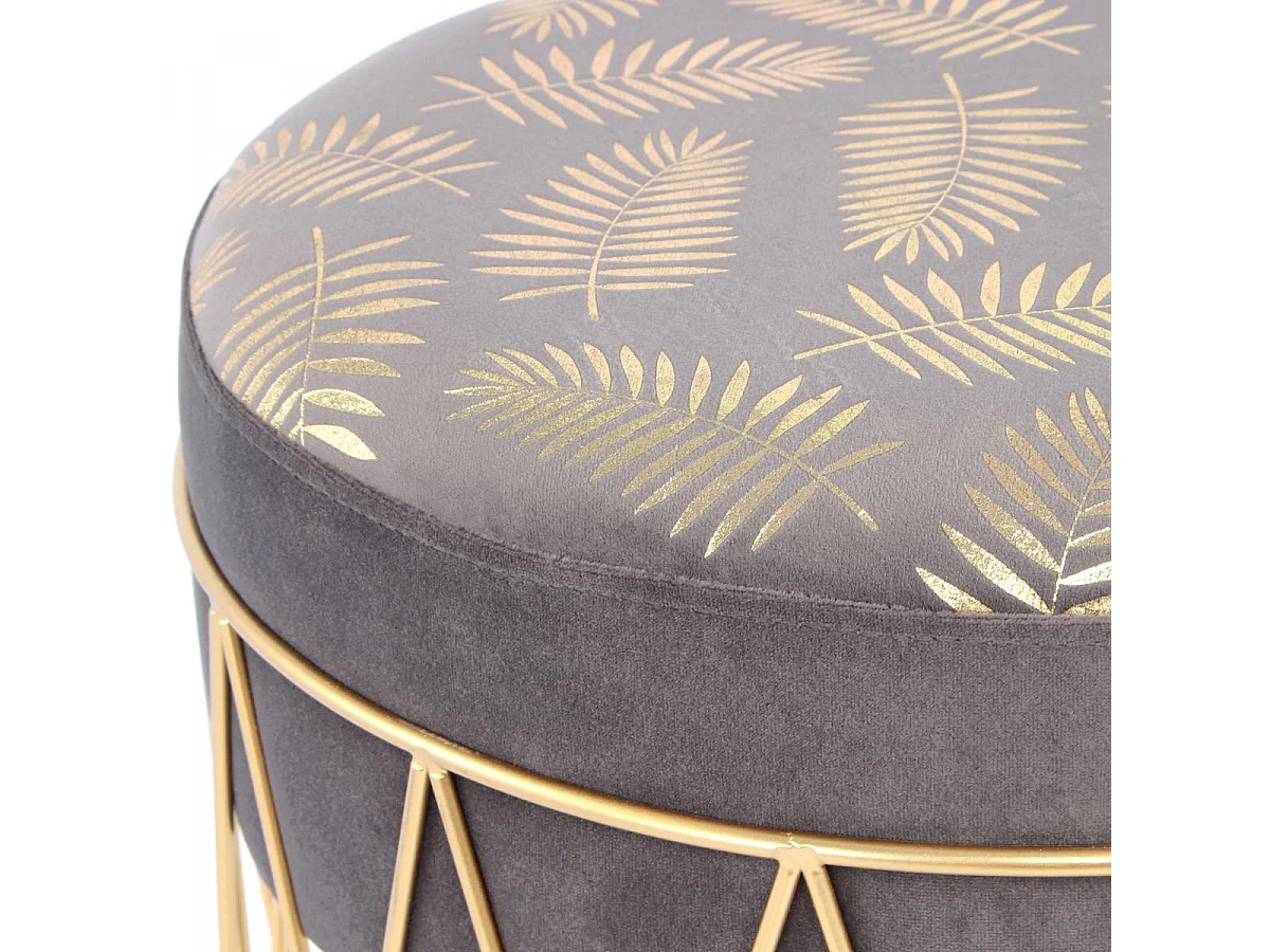 Tabouret semi artisanal ZAFA 40x40x37 gris et or