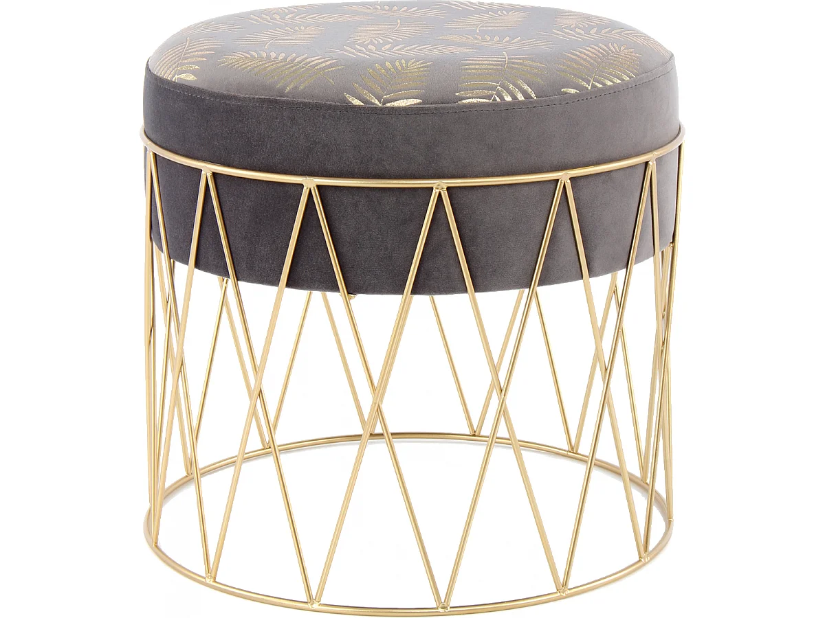 Tabouret semi artisanal ZAFA 40x40x37 gris et or