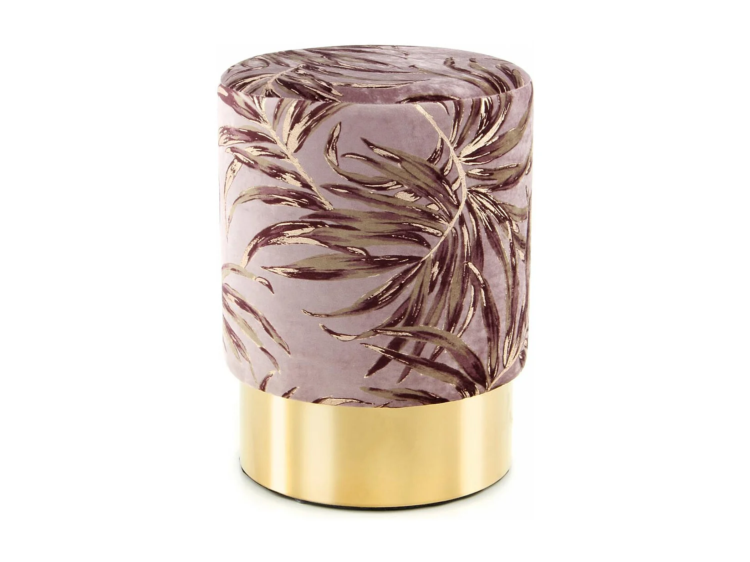 Tabouret semi artisanal motif floral ZANA 35x35x46 violet et or