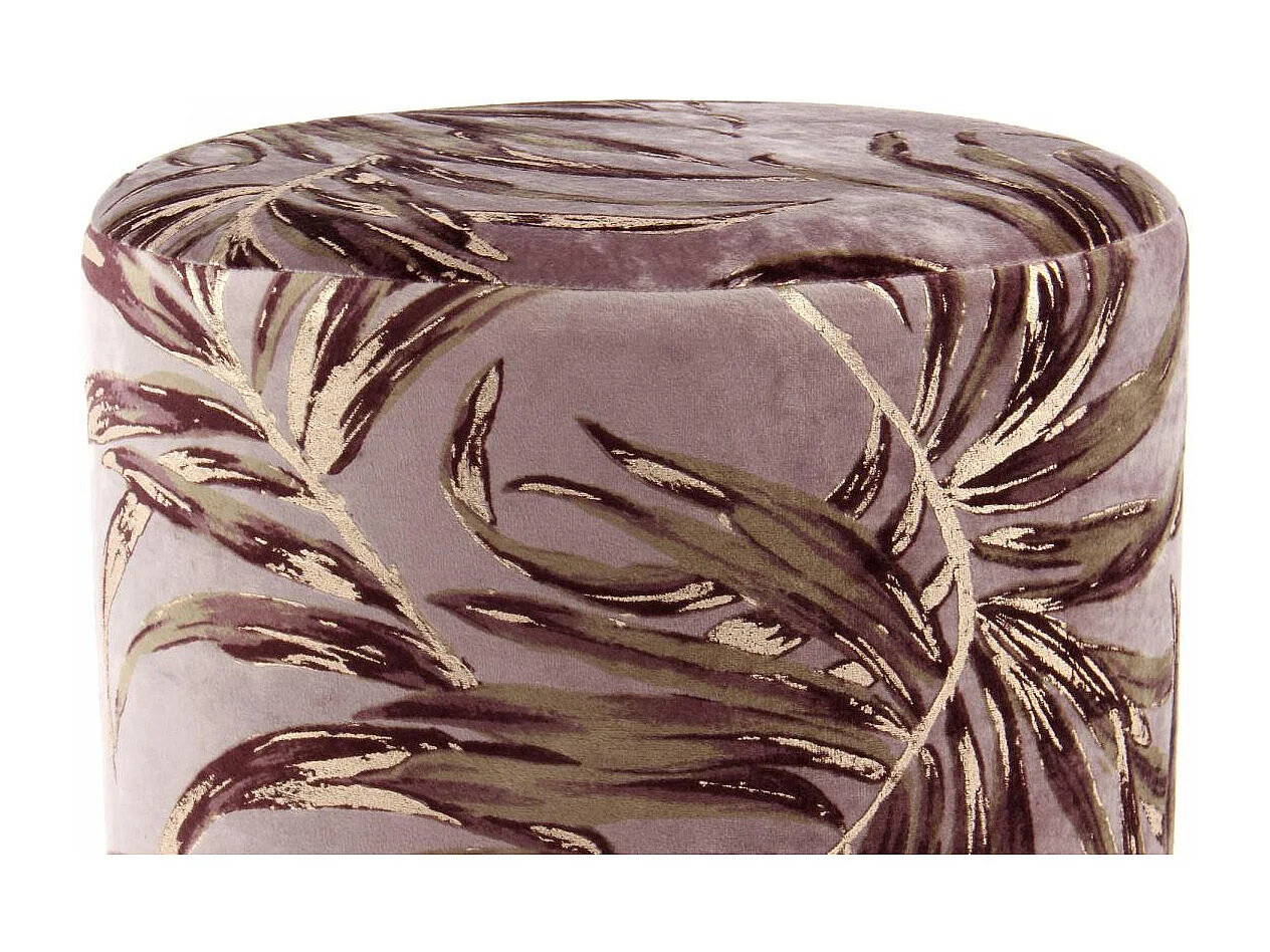 Tabouret semi artisanal motif floral ZANA 35x35x46 violet et or