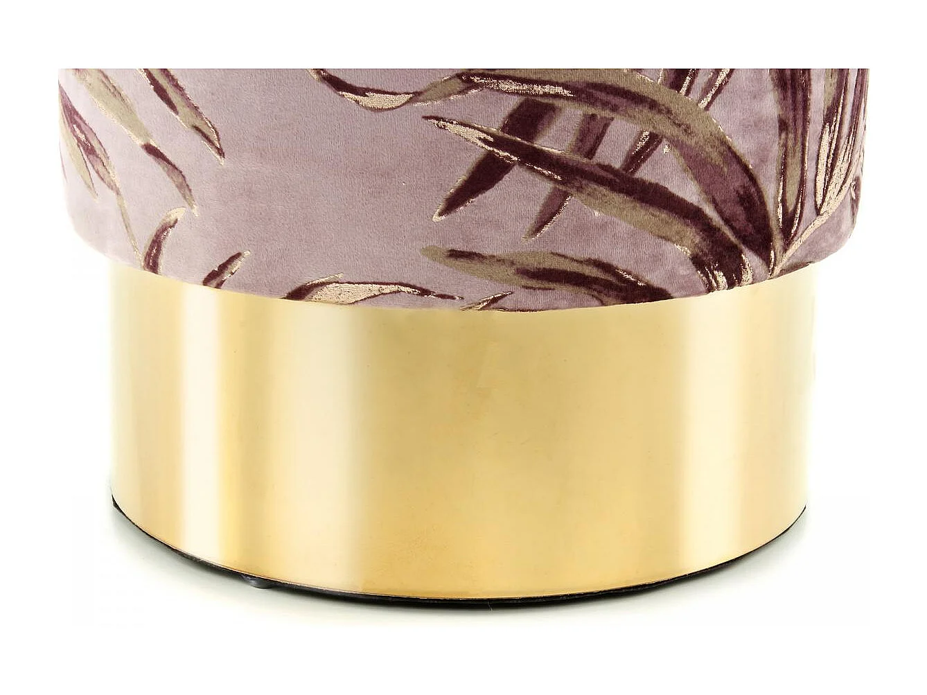 Tabouret semi artisanal motif floral ZANA 35x35x46 violet et or