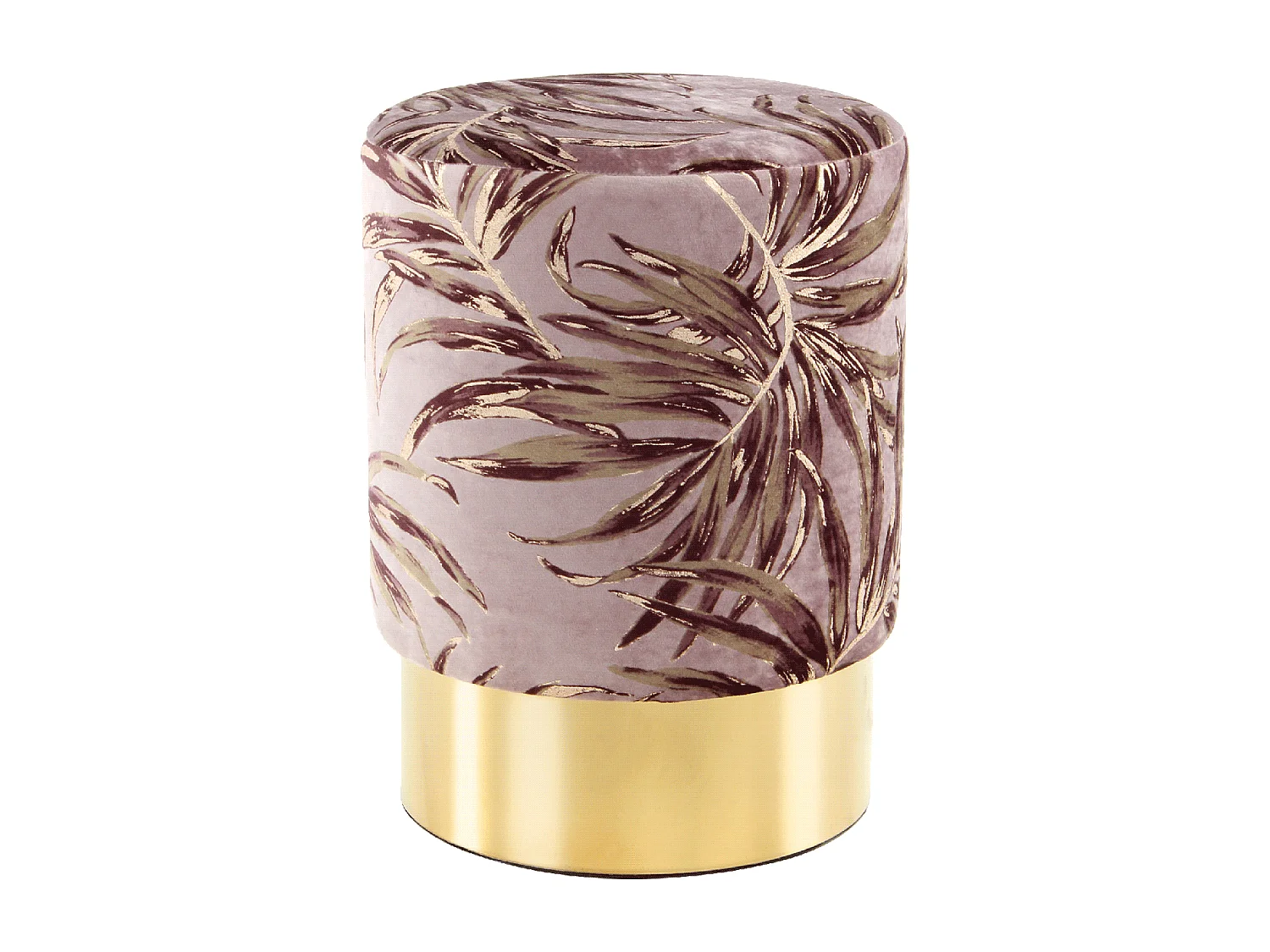 Tabouret semi artisanal motif floral ZANA 35x35x46 violet et or