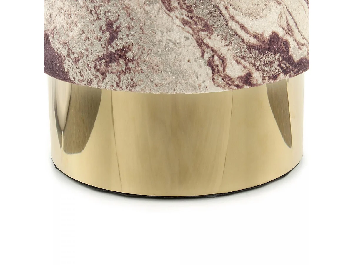 Tabouret semi artisanal motif floral ZAPA 35x35x46 bronze et or