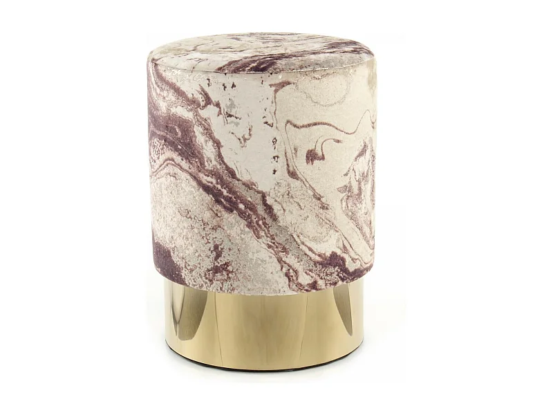 Tabouret semi artisanal motif floral ZAPA 35x35x46 bronze et or