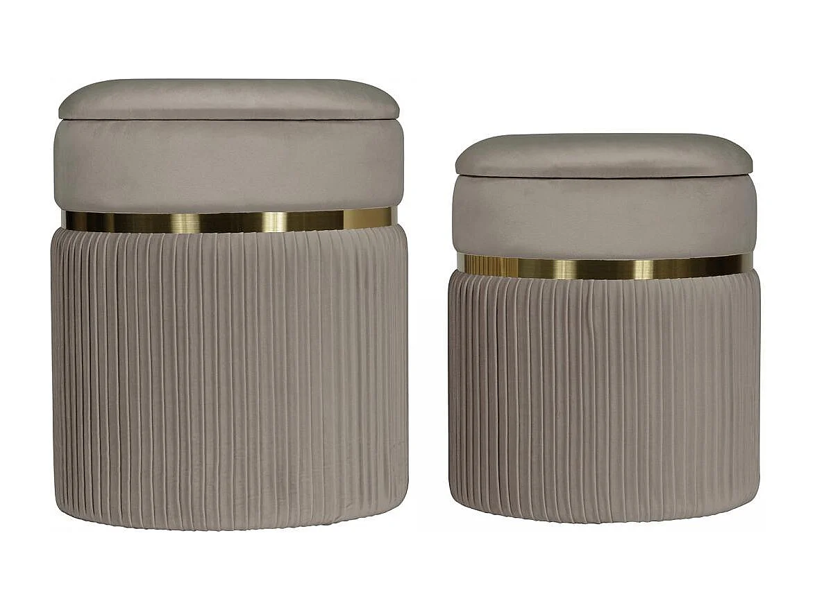 Tabouret semi artisanal LOT DE 2 ZAJI 31x31 taupe et or