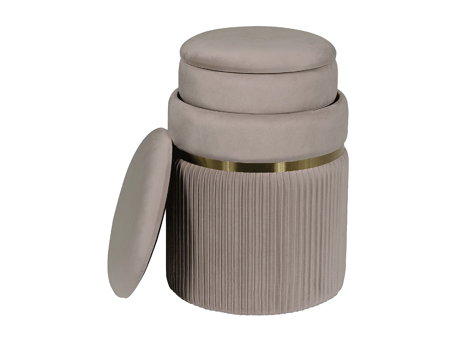 Tabouret semi artisanal LOT DE 2 ZAJI 31x31 taupe et or