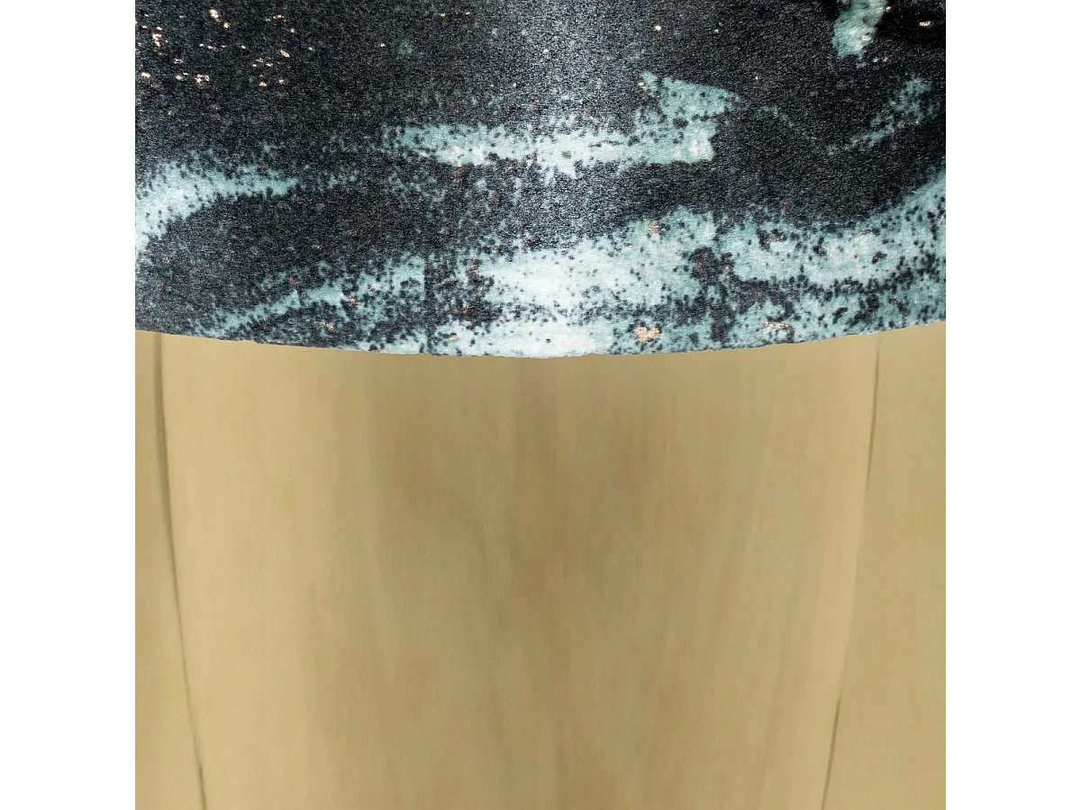 Tabouret semi artisanal motif floral ZAPA 35x35x46 vert foncé et or