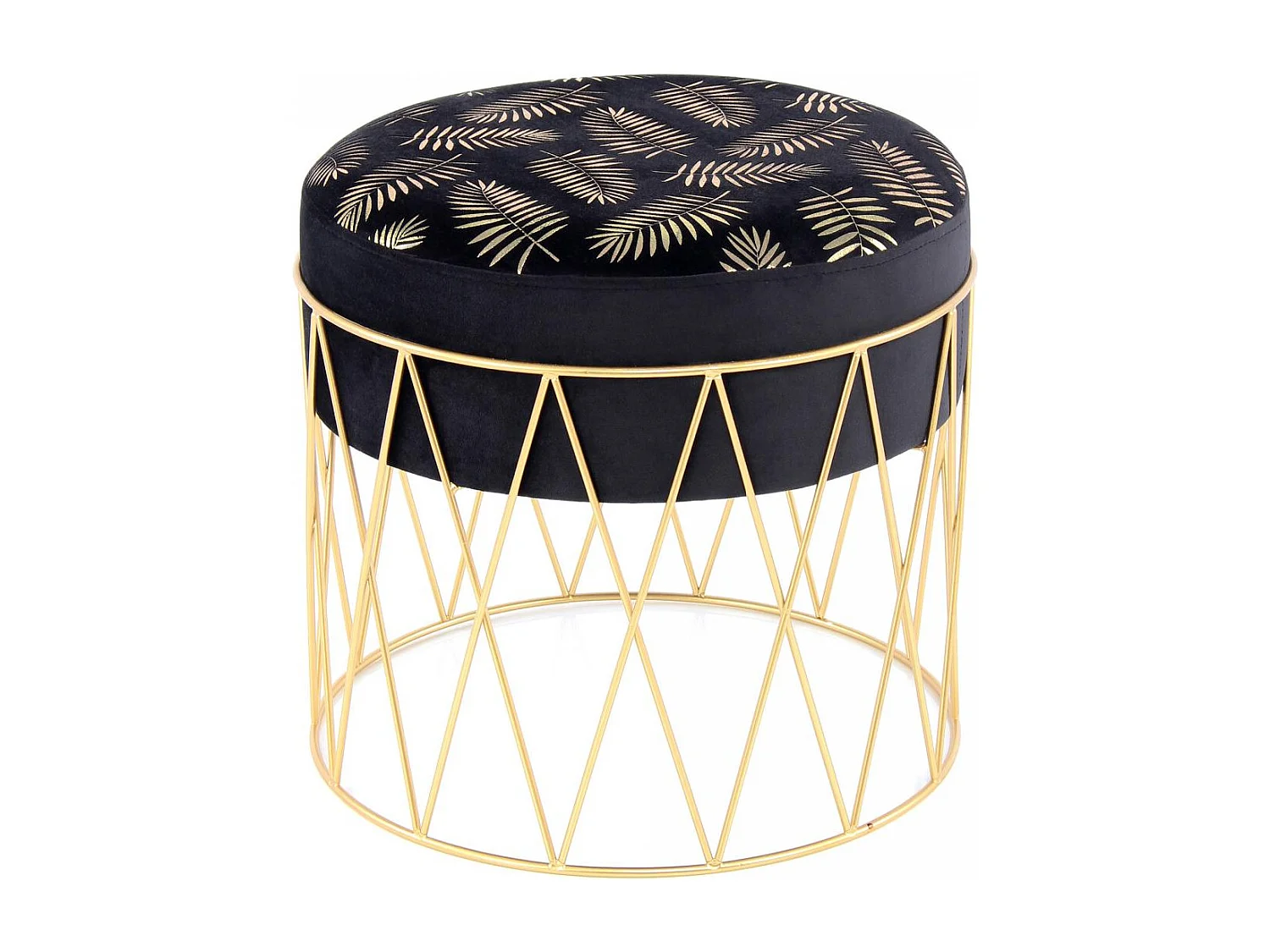 Tabouret semi artisanal ZAFA 40x40x37 or et noir