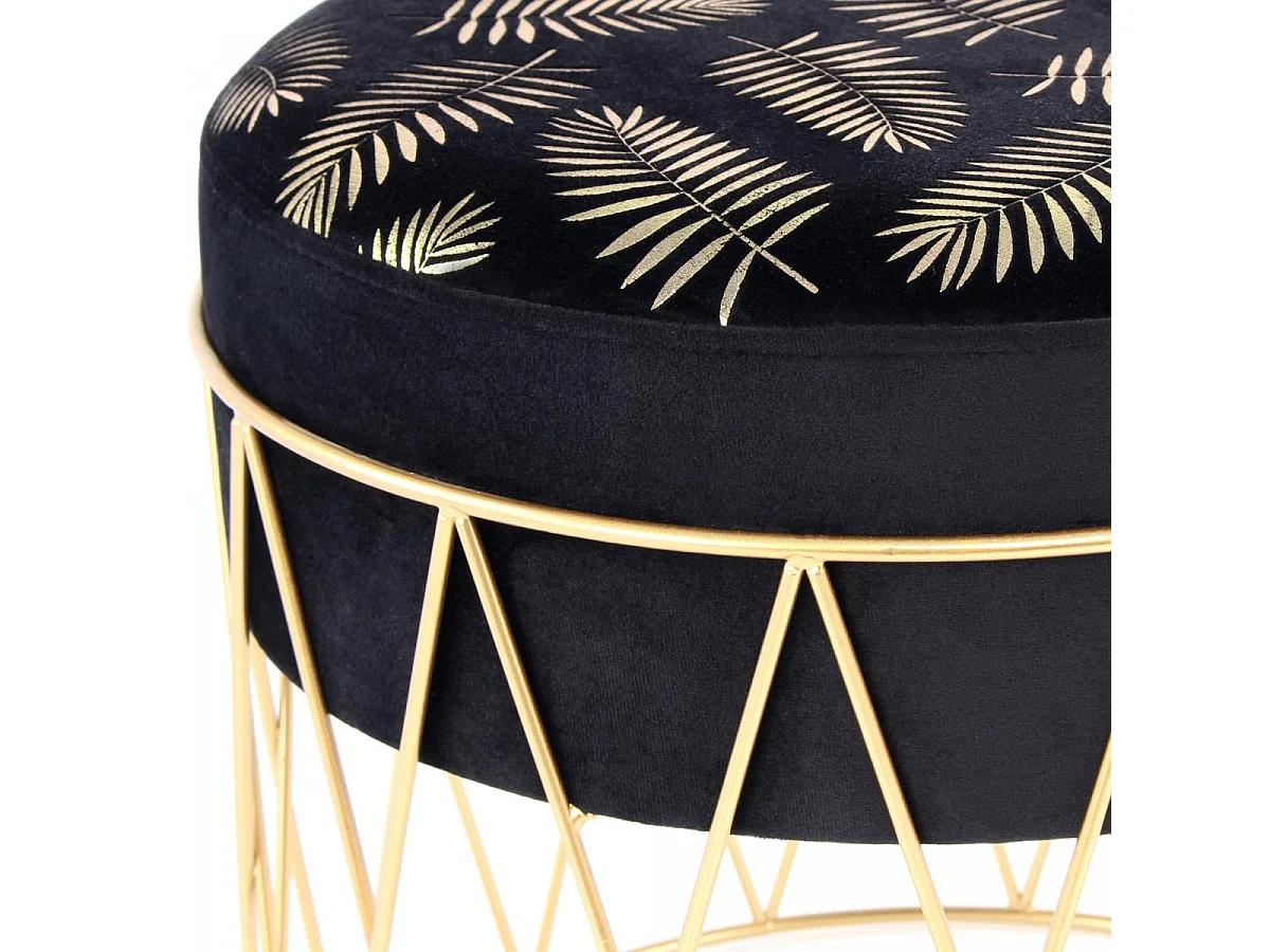 Tabouret semi artisanal ZAFA 40x40x37 or et noir
