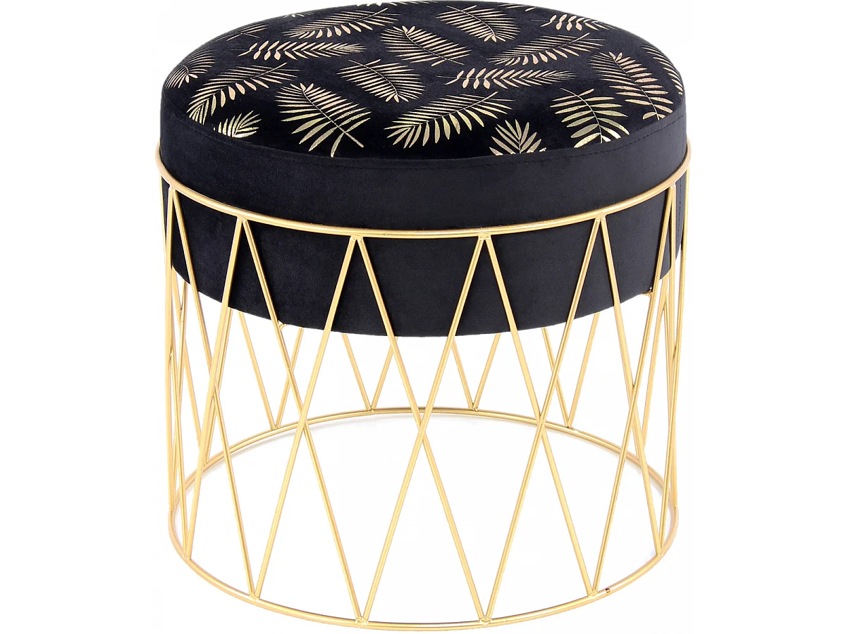 Tabouret semi artisanal ZAFA 40x40x37 or et noir