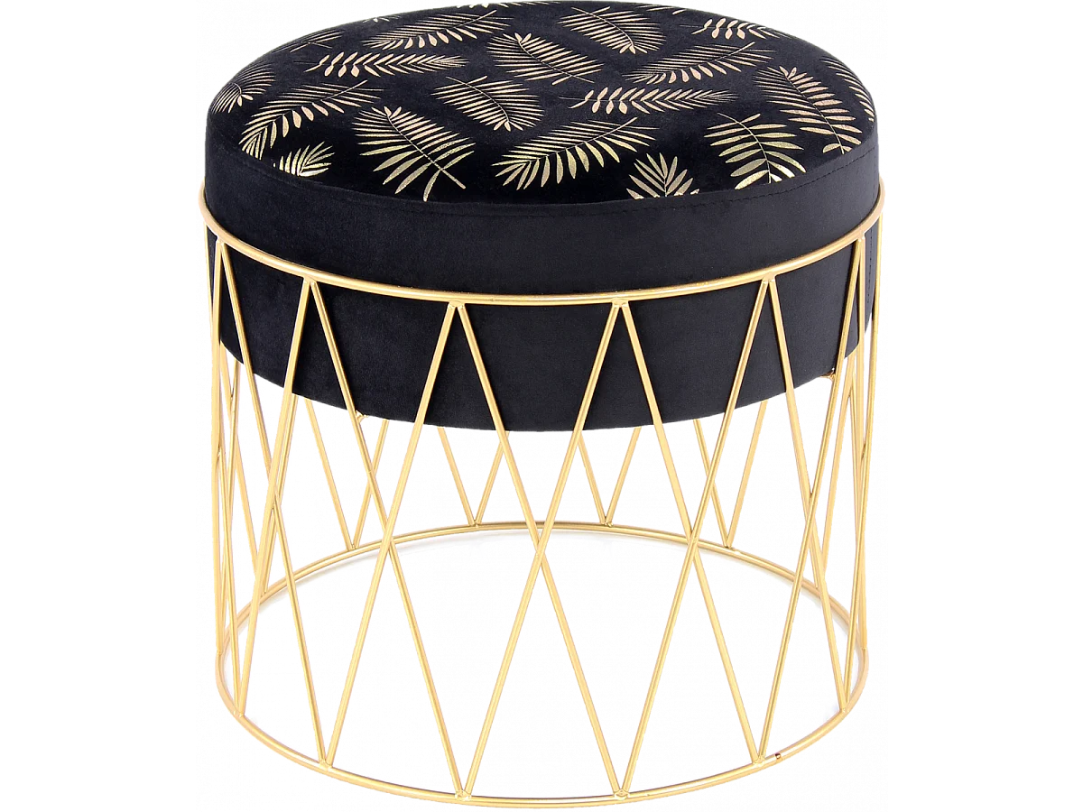 Tabouret semi artisanal ZAFA 40x40x37 or et noir